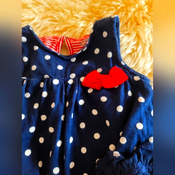 Carters  Child of Mines Girl's Dress Red Blue Polka Dot Stripe 18 months Used 6x - Picture 7 of 10